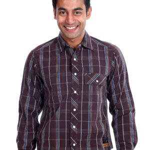 Lee Men Checks Brown Shirt