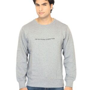 United Colors of Benetton Men Solid Grey Sweatshirt