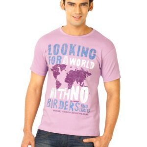 Flying Machine Men Mauvemist Pink Tshirts