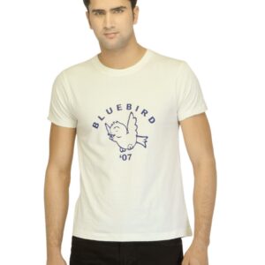 Myntra Men Blue Bird Off White T-shirt