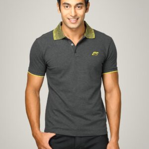 Proline Men Charcoal Grey Polo T-shirt