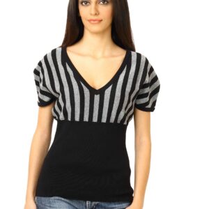 United Colors of Benetton Women Stripes Black Tops
