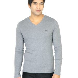 United Colors of Benetton Men Solid Grey TShirt