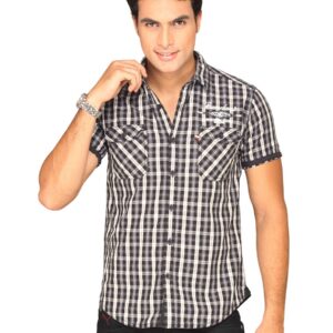Locomotive Men Grey Checked Shirt