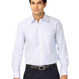 Mark Taylor Men Blue & White Striped Shirt