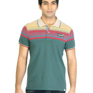 Levi's Men Stripes Green Tshirts