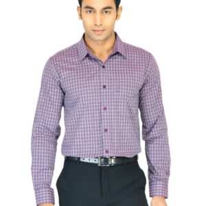 Black Coffee Men Check Purple Slim Fit Shirt