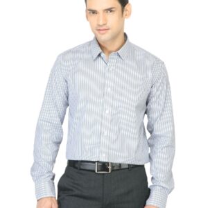 Mark Taylor Men Striped Blue Shirt