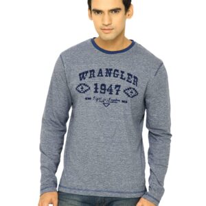 Wrangler Men Famous Filafil Blue T-Shirts