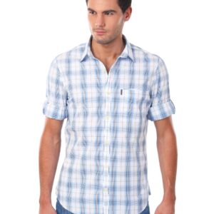 Scullers Men Check Blue Shirt