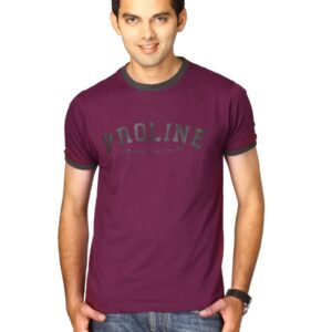 Proline Men Burgundy Printed T-shirt