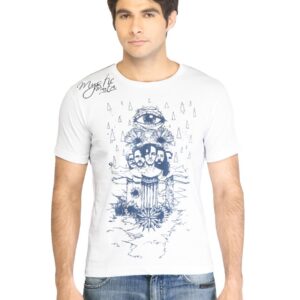 Peter England Men Printed White TShirt