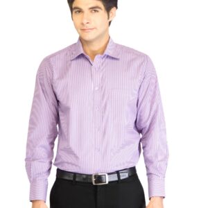 Peter England Men Stripes Purple Shirt