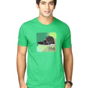 Fila Men's Round Neck Green Black T-shirt