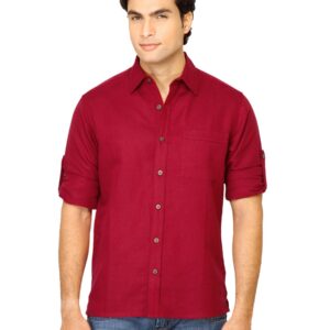 Mother Earth Men Solid Maroon Shirt