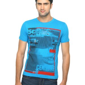 Status Quo Men Printed Blue T-shirt