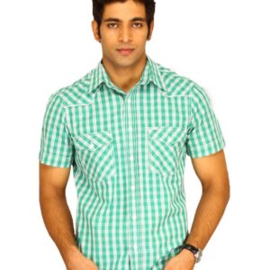 Lee Men Xavier Green White Check Shirt
