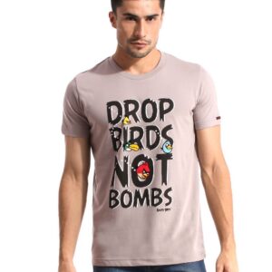 Angry Birds Men Printed Grey T-shirt