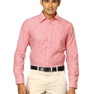 Mark Taylor Men Red Striped Shirt