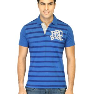 Probase Men Stripes Blue Polo T-Shirts