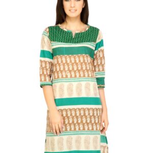 Mother Earth Women Printed Green Kurtas