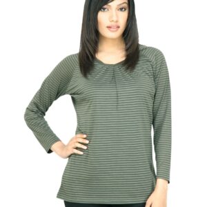 United Colors of Benetton Women Striped Olive Top