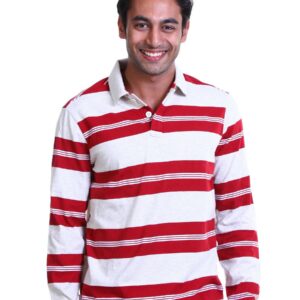 Basics Men Red & Grey Polo T-shirt