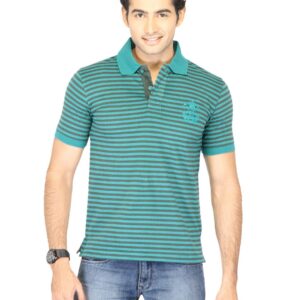 Classic Polo Men Stripes Green Tshirts
