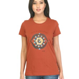 Urban Yoga Women Printed Rust T-shirt