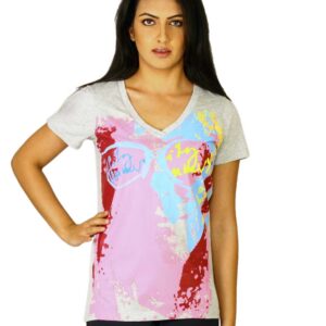 Puma Women's Graphic V-Neck Grey T-shirt
