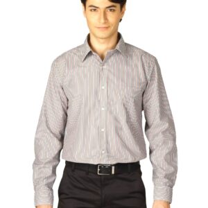 Mark Taylor Men Brown Striped Shirt