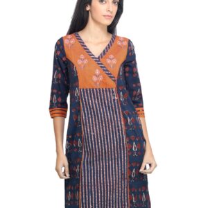 Mother Earth Women Printed Blue Kurta