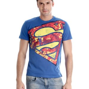 Superman Men Printed Blue T-shirt