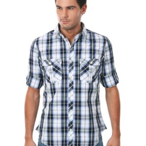 Scullers Men Check Blue Shirt