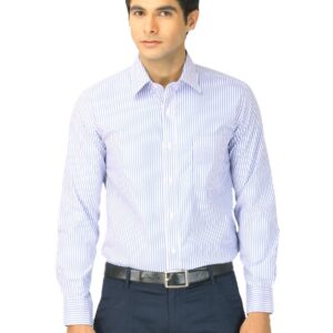 Mark Taylor Men Blue & White Striped Shirt
