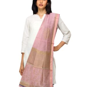 Fabindia Women Pink Chanderi Dupatta