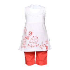 Gini and Jony Girl's Velia White Peach Kidswear