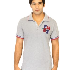 Flying Machine Men Solid Grey Polo Tshirts