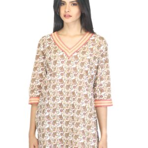 Aurelia Women Printed White & Red Kurti