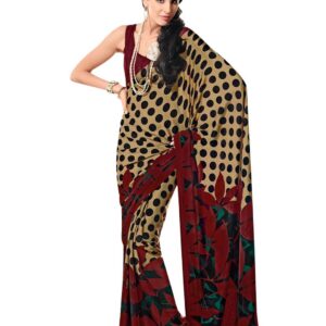 Prafful Beige & Maroon Sari