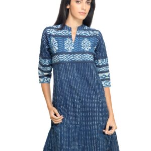 Mother Earth Women Printed Blue Kurta