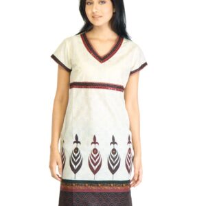 Visudh Cream Printed Ethnic Kurta