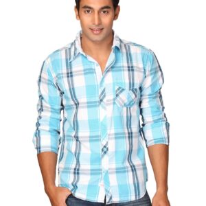 Highlander Men White Checked Hakon Slim Fit Shirt