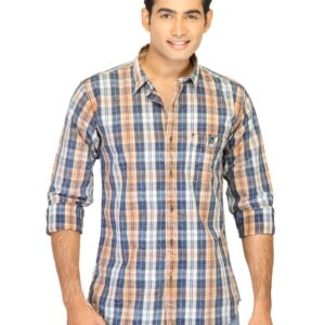 Basics Men Blue Slim Fit Checked Shirt