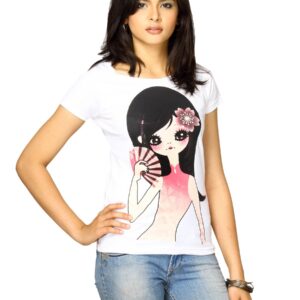 Jealous 21 Women White Girl With Fan T-shirt