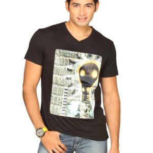 UCB Men's Shiny Print Patch Black T-shirt