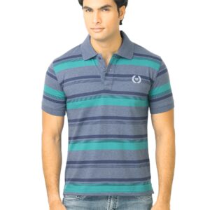 Classic Polo Men Stripes Blue Polo T-Shirt