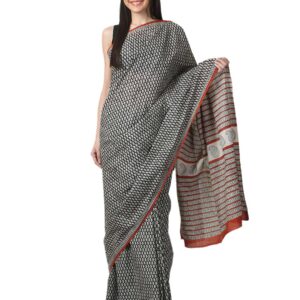 Fabindia Women H& Printed Black Sari