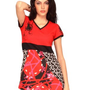 Jealous 21 Women Red Black Long Top