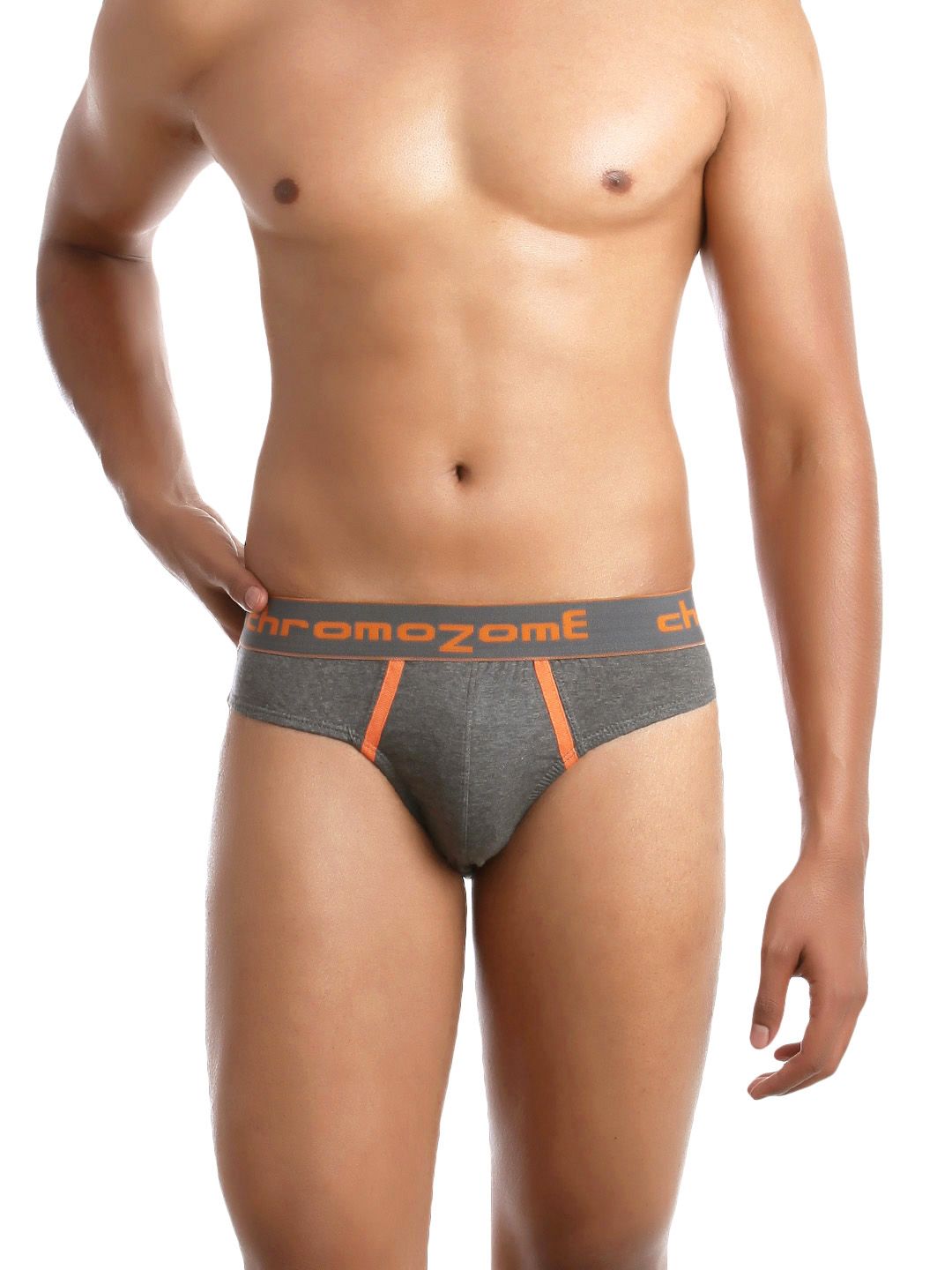 Chromozome Men Grey & Orange Briefs